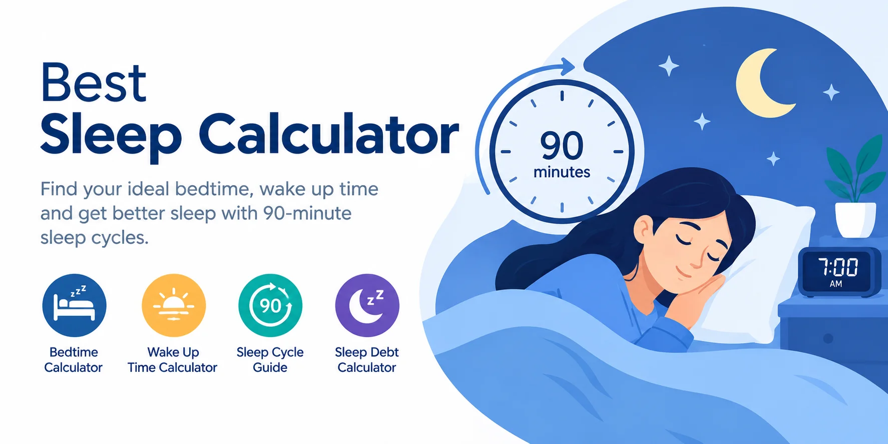 Person sleeping in a dark bedroom — sleep calculator using 90-minute cycles to find the best wake up time for better mornings