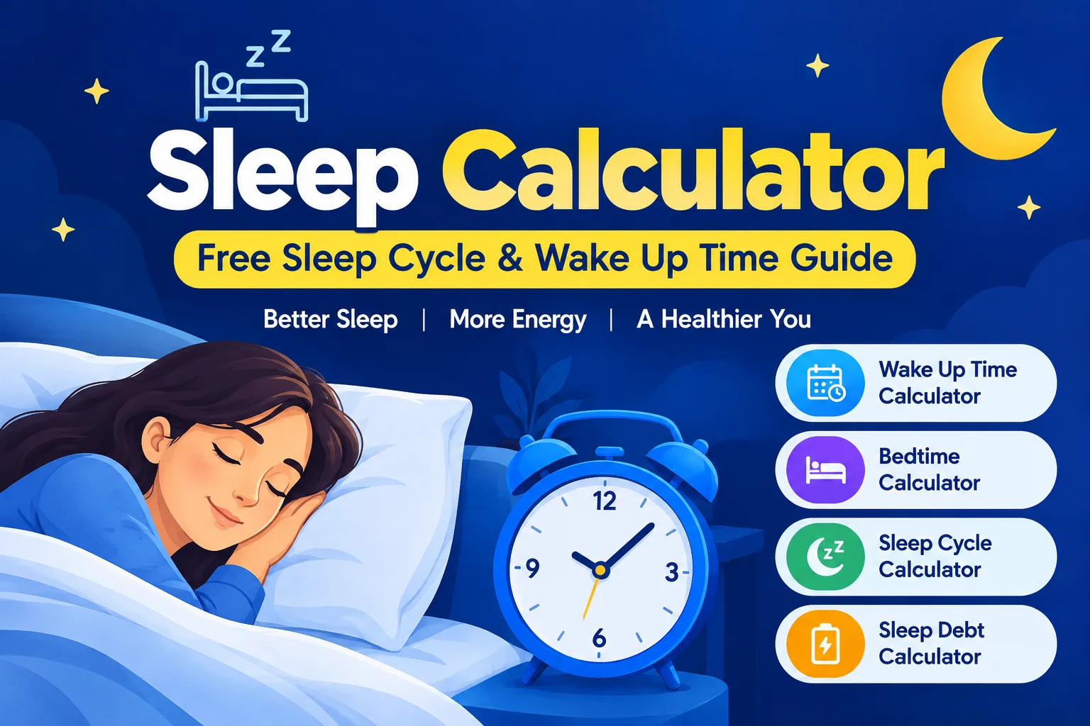 Sleep Calculator — Free Sleep Cycle, Bedtime, Wake Up Time and Sleep Debt Guide