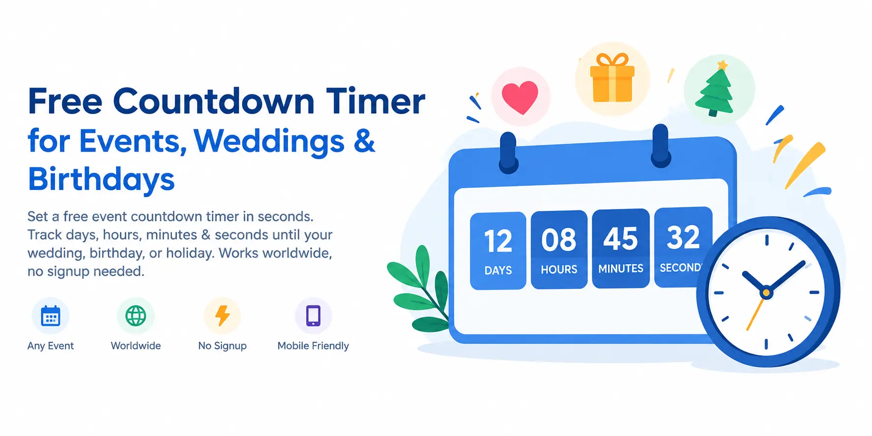 countdown timer - free event countdown clock on laptop tracking days hours minutes seconds until wedding birthday or holiday