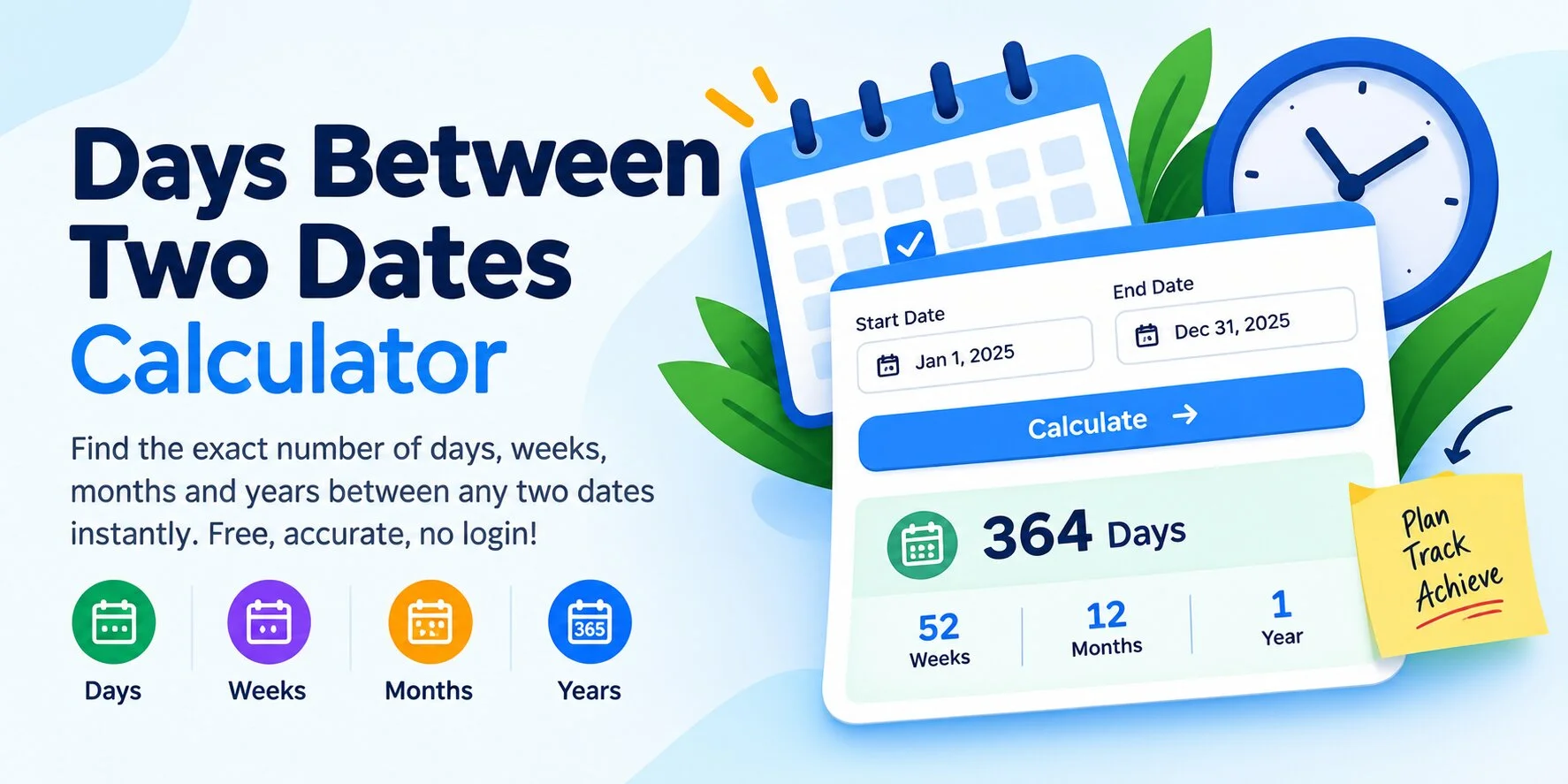 Calendar with two marked dates illustrating how to calculate the number of days between two dates