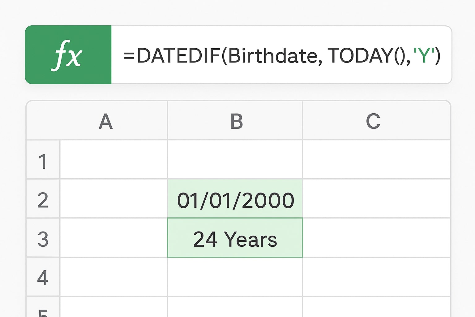 Excel DATEDIF Formula Example