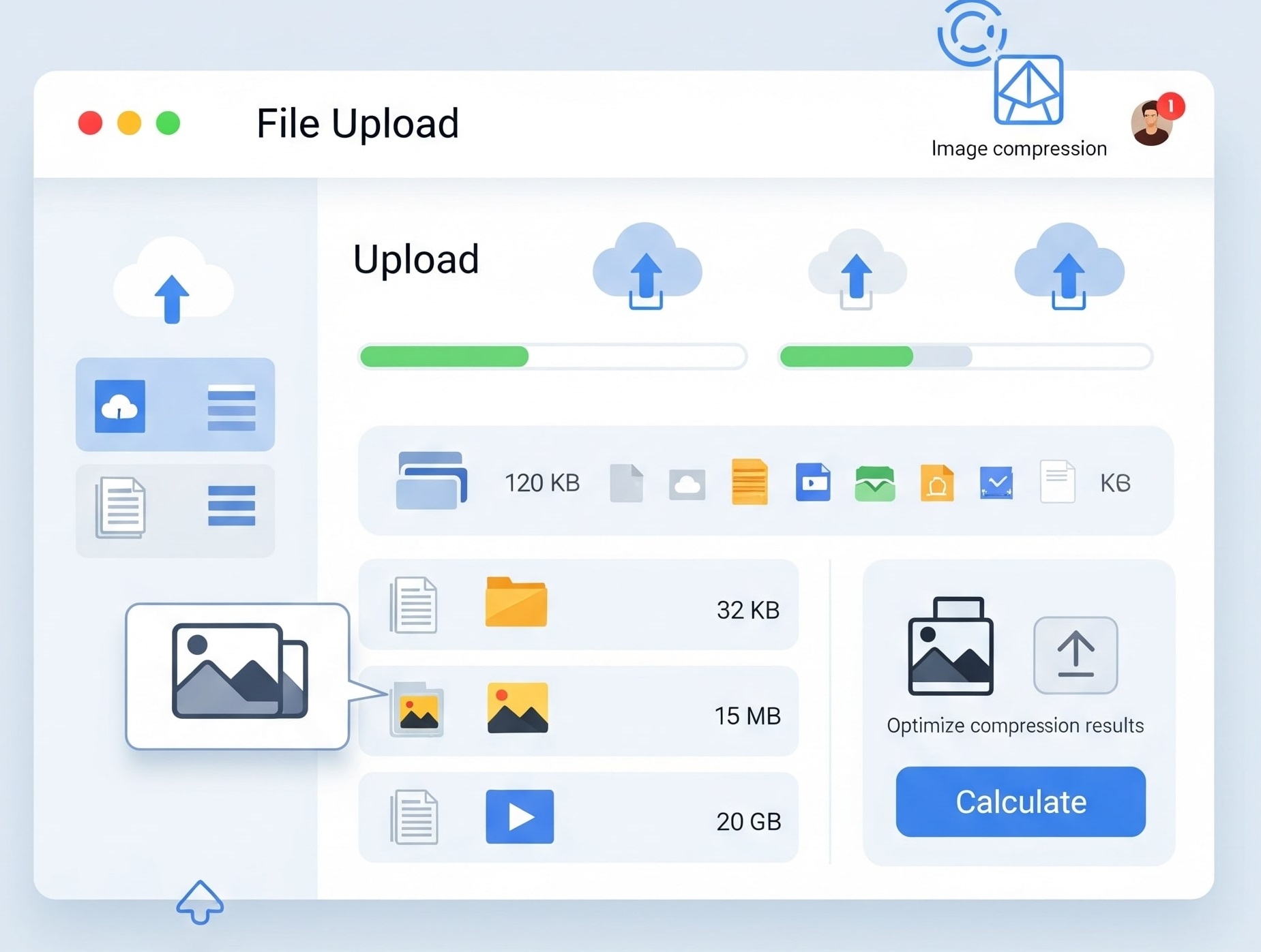 File size calculator tool by AgeCalcAI File size calculator interface illustration