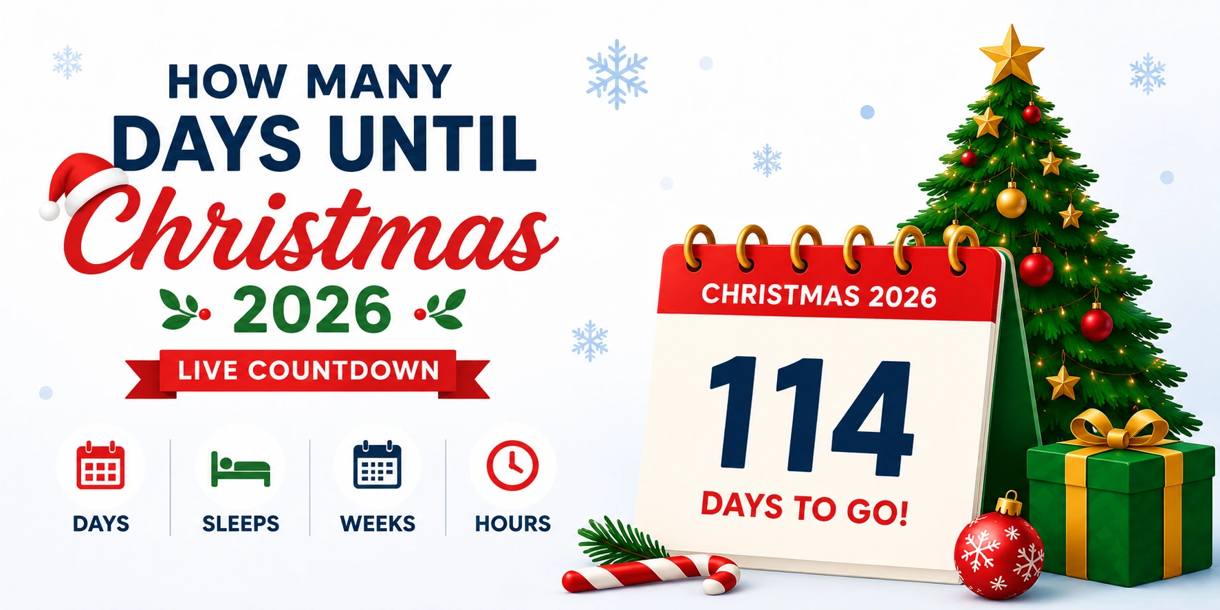 how many days until christmas 2026 countdown showing christmas tree lights decorations and festive holiday celebration