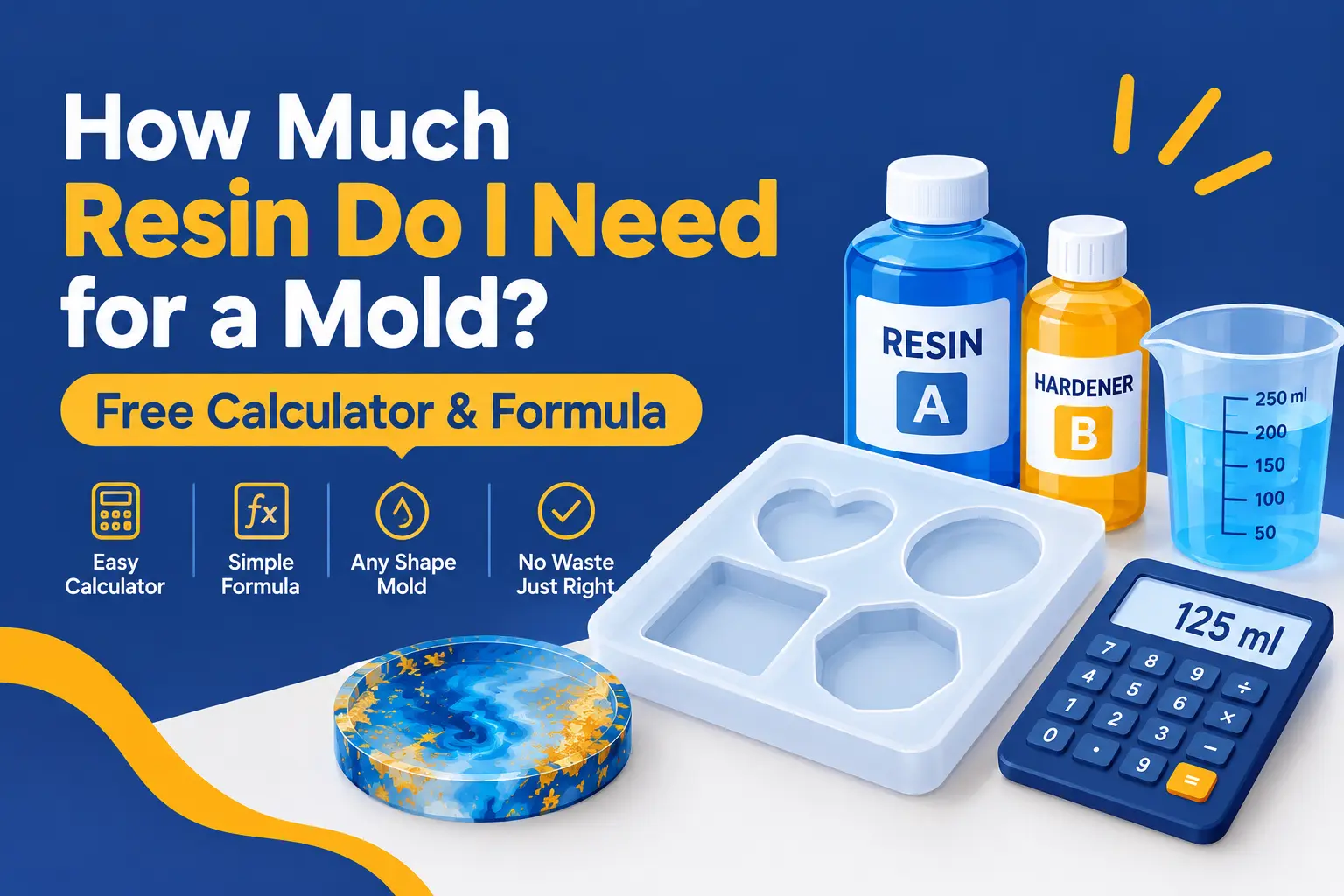 how much resin do i need for a mold shown with measuring cup and epoxy resin pour for jewelry casting