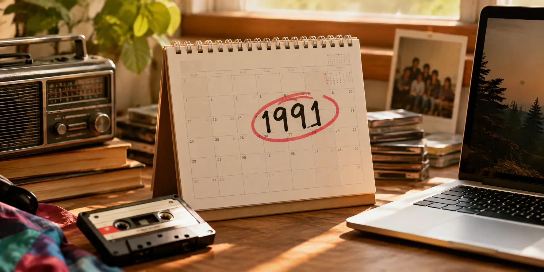 Person born in 1991 calculating their exact age in 2026 on a calendar
